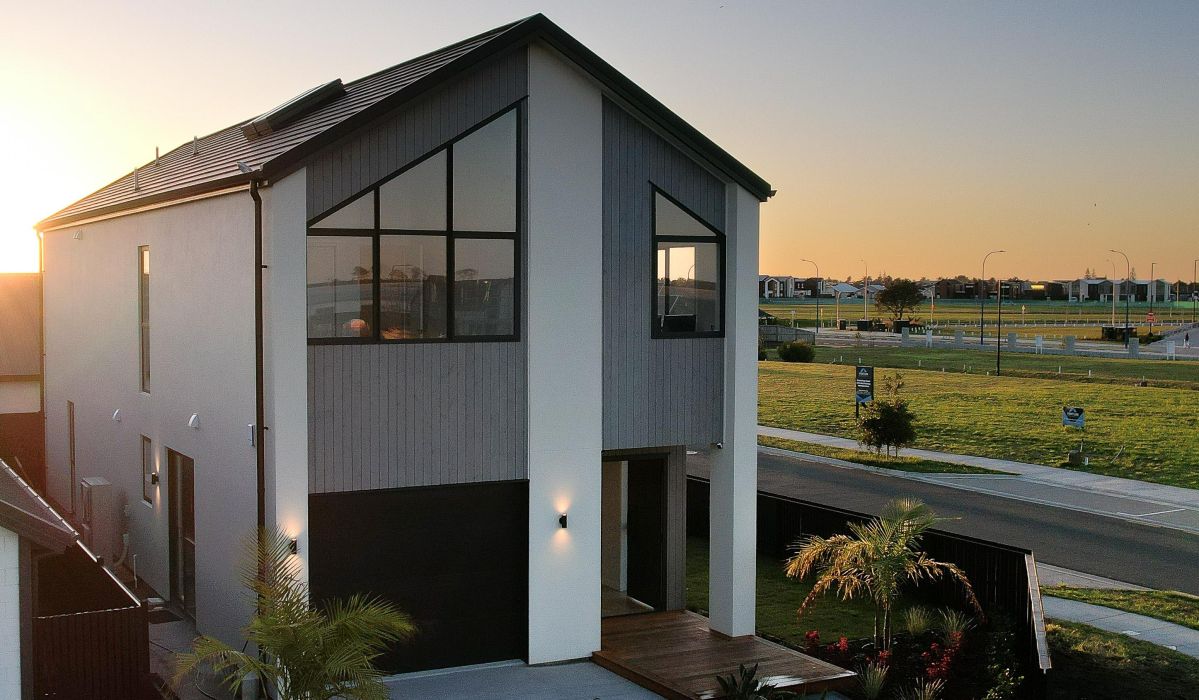 Papamoa display home, modern coastal style two-storey residence