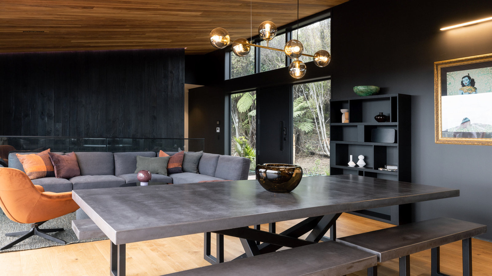 Waiheke cottage interior, Kindai charred brushed timber finish