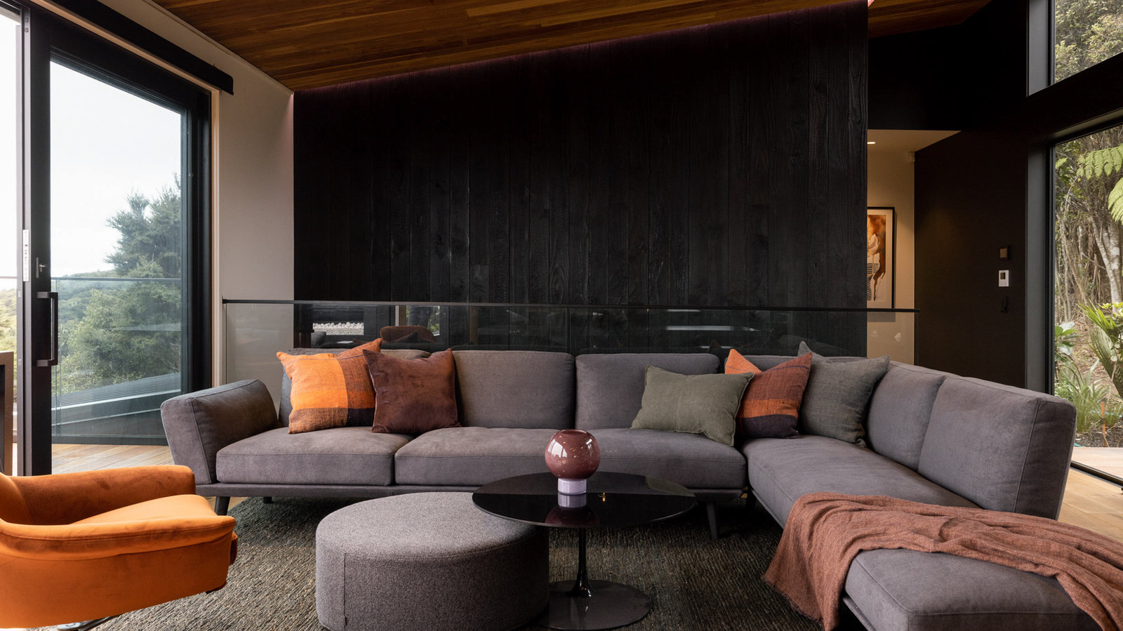 Waiheke cottage interior, Kindai charred brushed timber finish