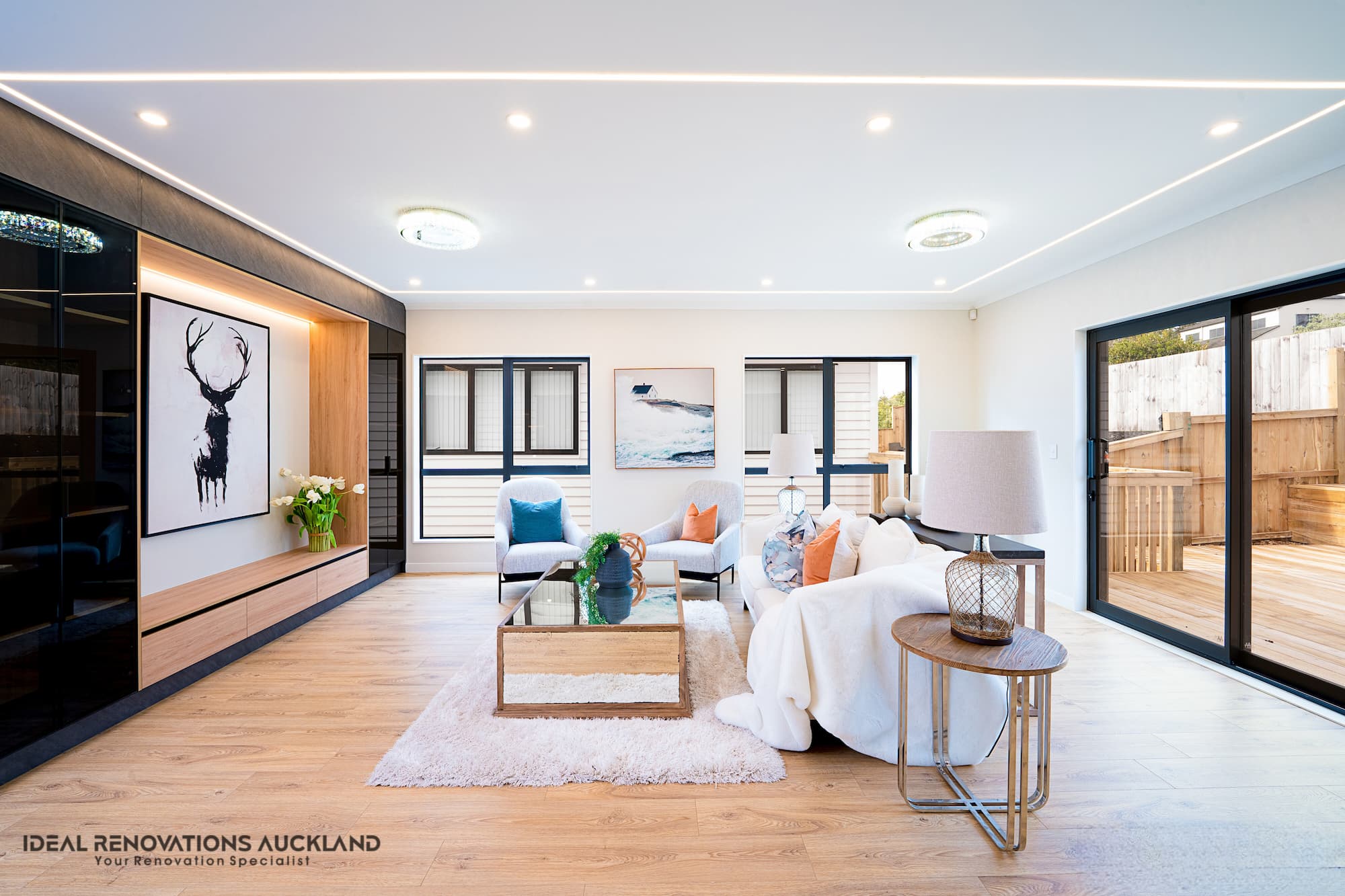 Flat Bush New Home Kitchen, Bathroom and Living Room Design