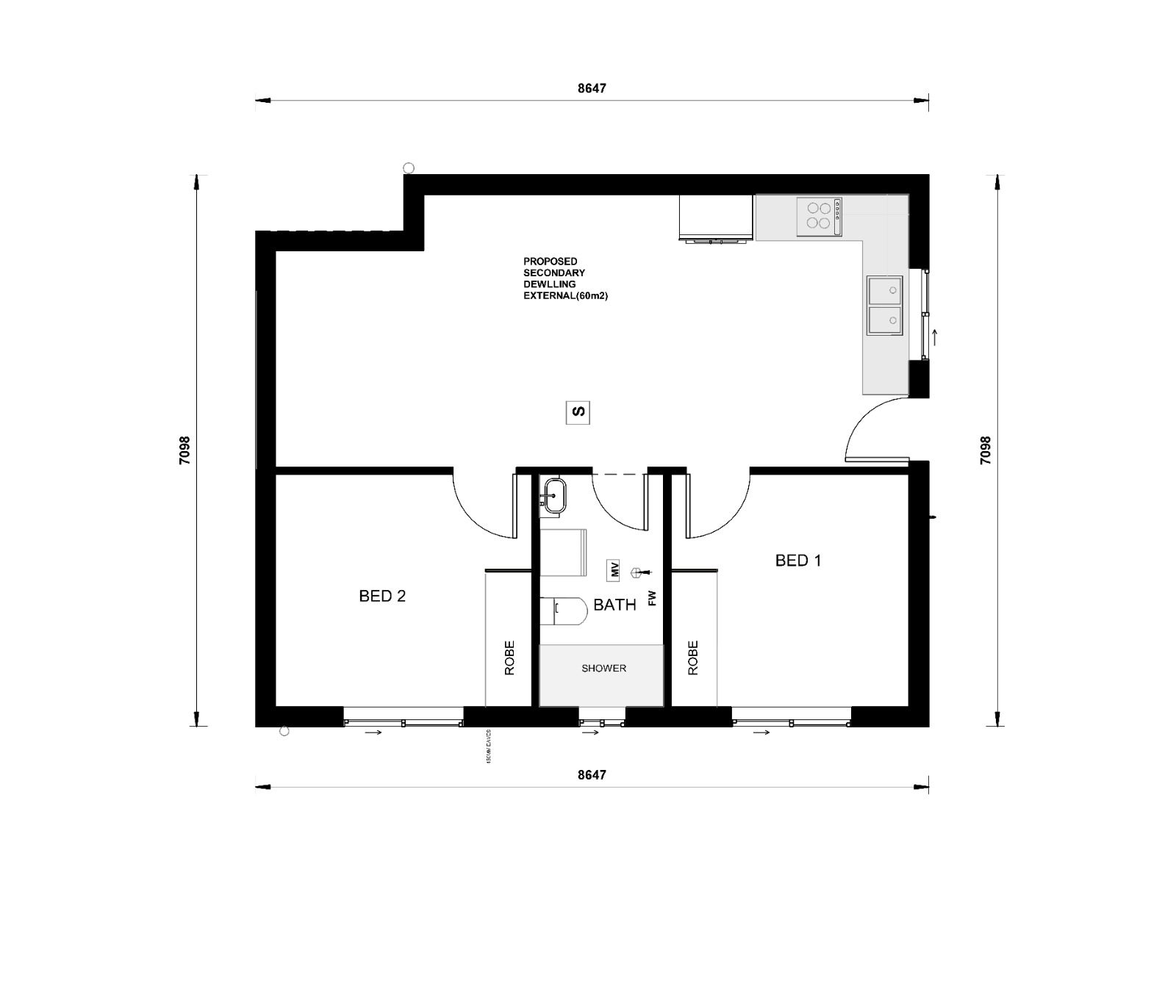 Nhà nhỏ độc lập xây gạch hai phòng ngủ tại St Clair