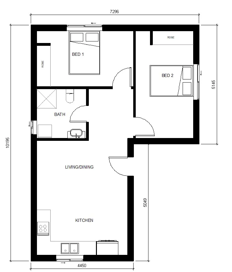 Floor plan · Glenmore Park Two-Bedroom Brick Granny Flat Project