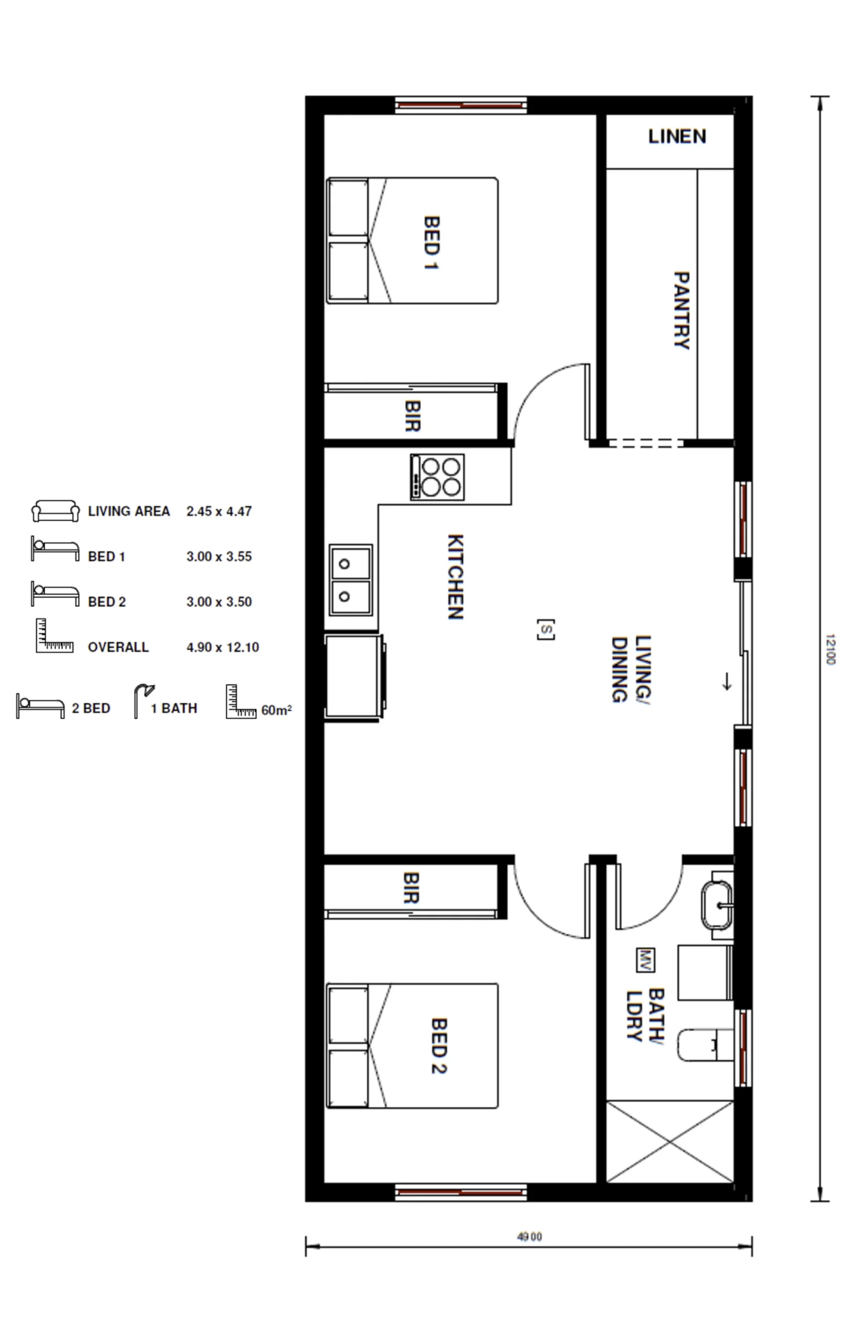 Floor plan · Silverdale Two-Bedroom Cottage Construction Project