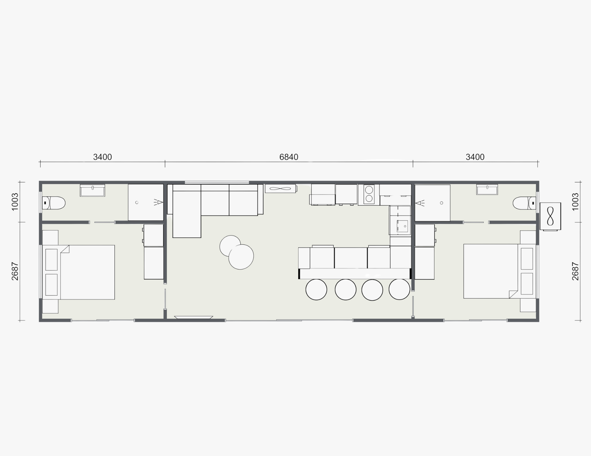 Floor plan · Karapiro Retreat 2-Bedroom Custom Relocatable Home Display