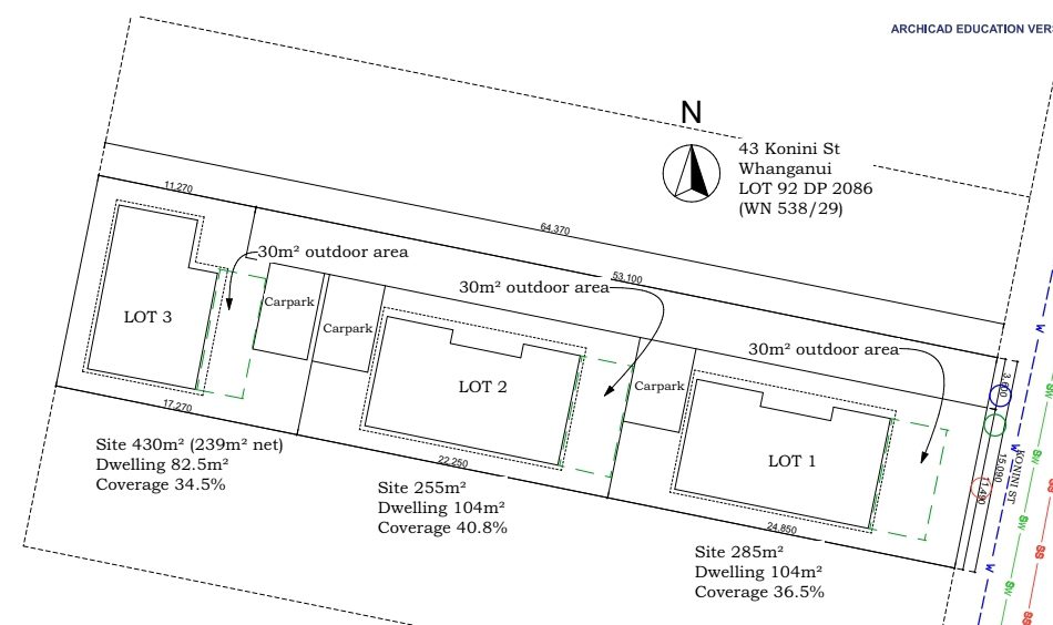 Floor plan · 43 Konini Street Wanganui Infill Townhouse Project