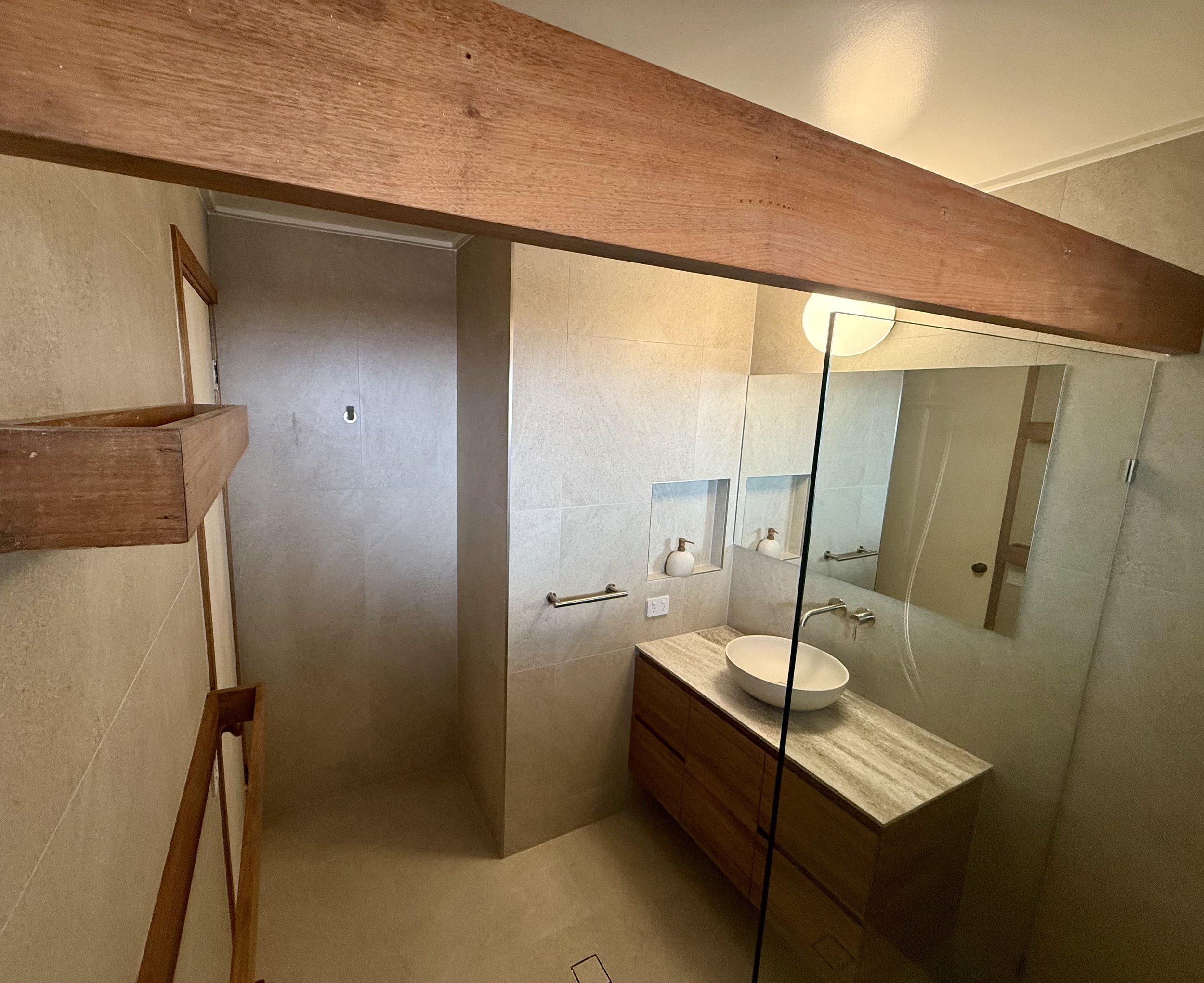 Greenslopes Bathroom Renovation, Retaining Queensland Maple Features