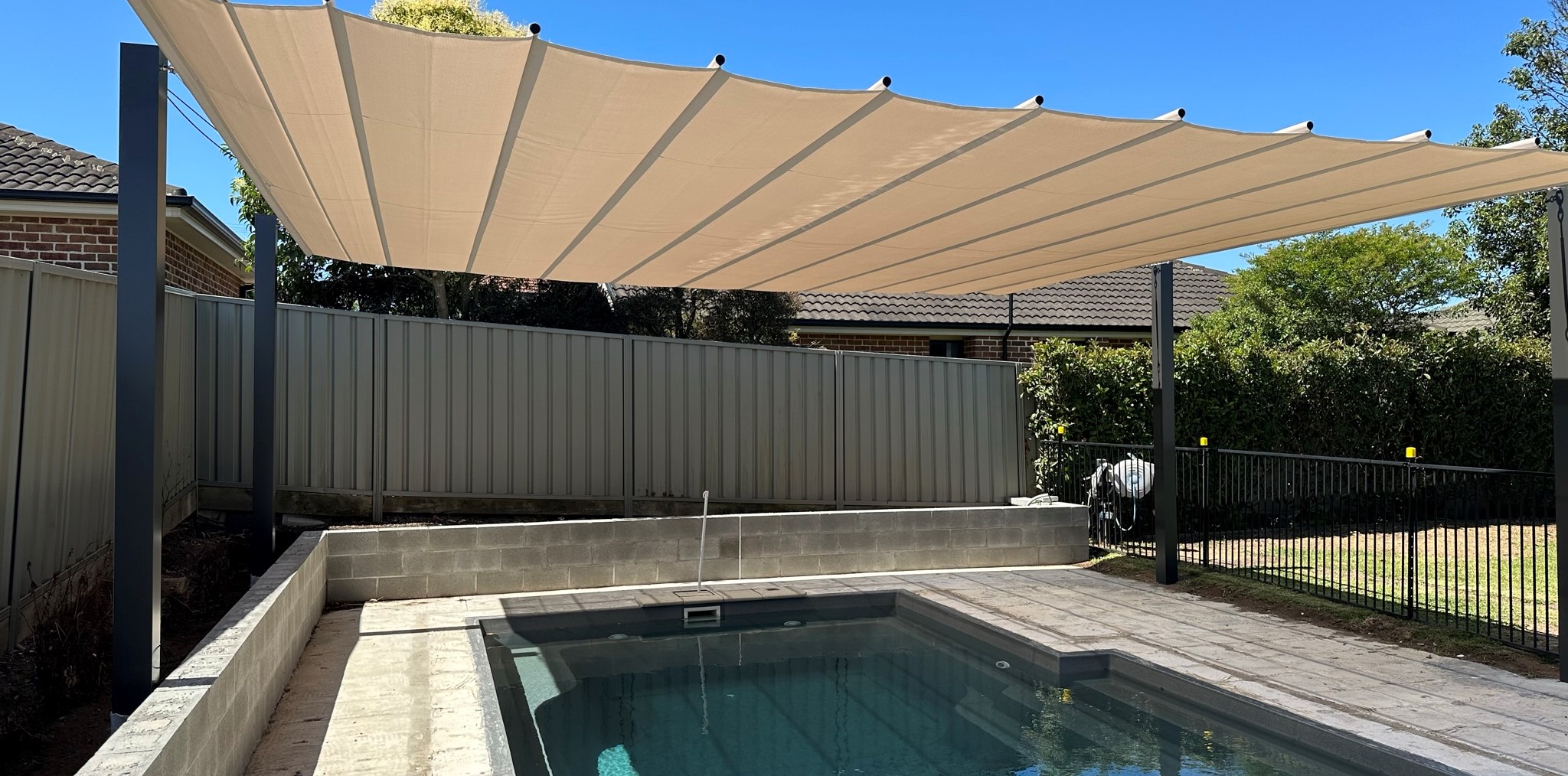 New Lambton Pool Shaderunner Awning Installation Project