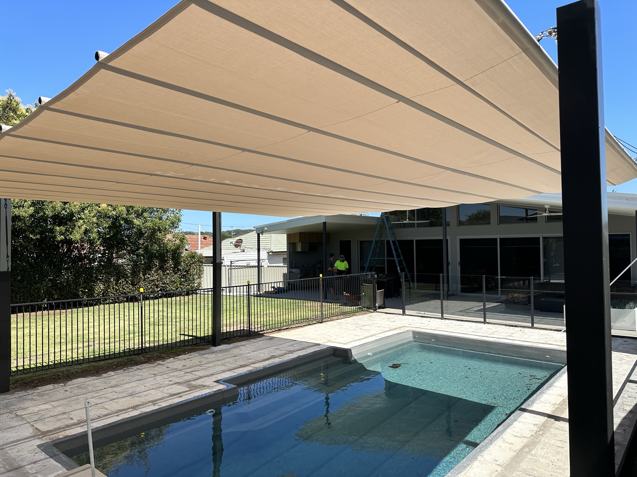 New Lambton Pool Shaderunner Awning Installation Project