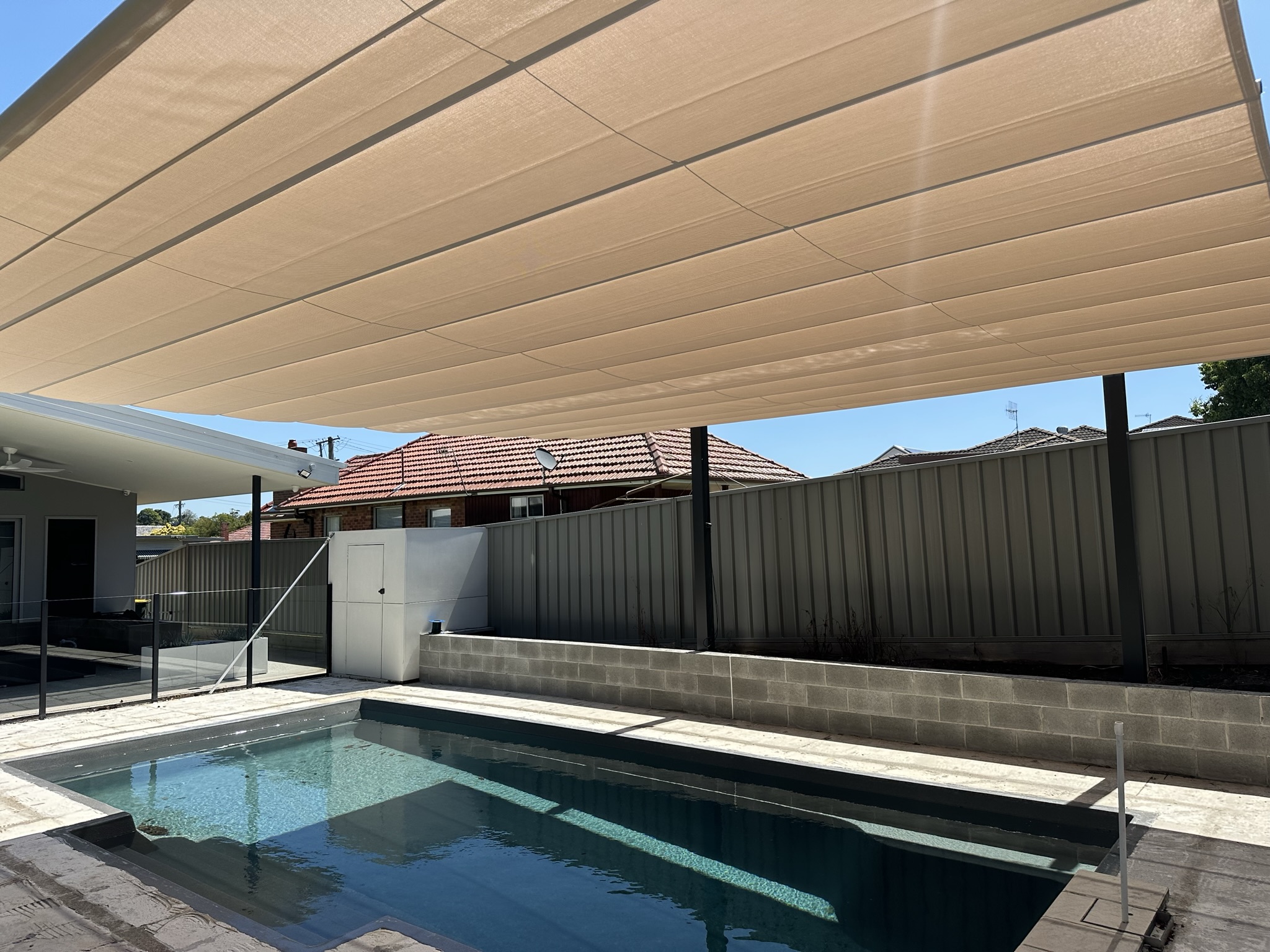 New Lambton Pool Shaderunner Awning Installation Project