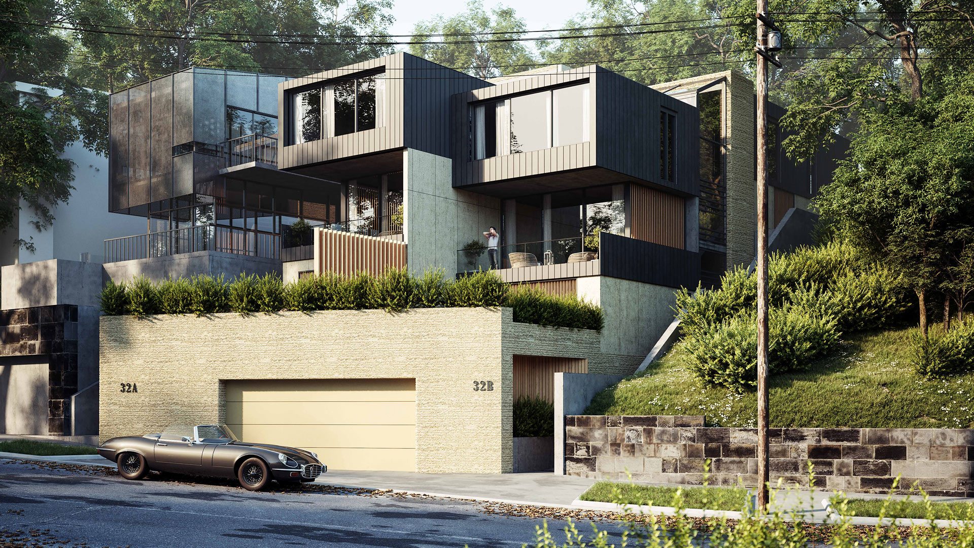 Bellevue Hill 现代双拼住宅