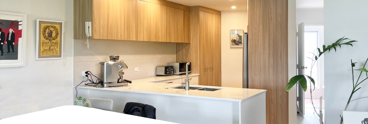 Auckland Orakei apartment kitchen and bathroom renovation with bright modern finishes