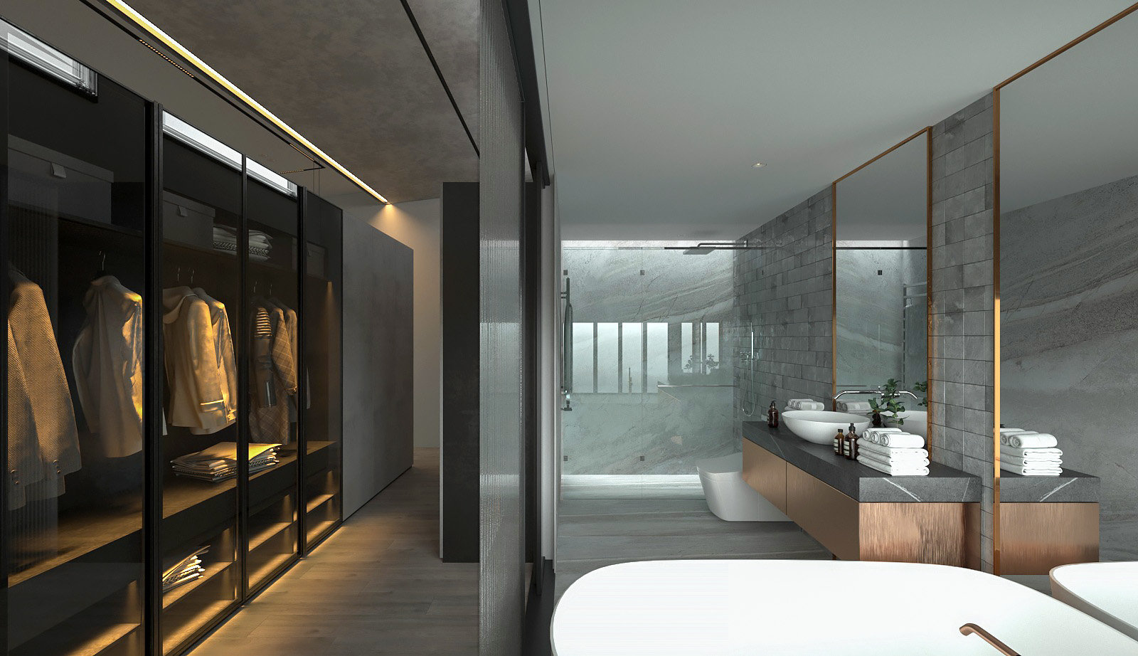 Killarney Heights 현대식 주침실 욕실 디자인