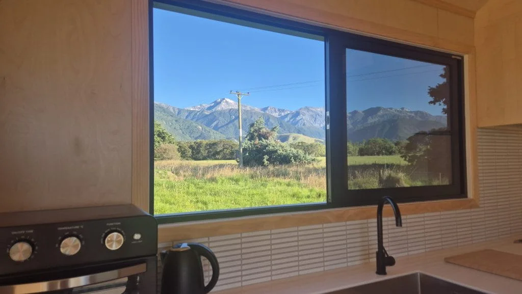 Two movable cabins at Kaikōura beachside