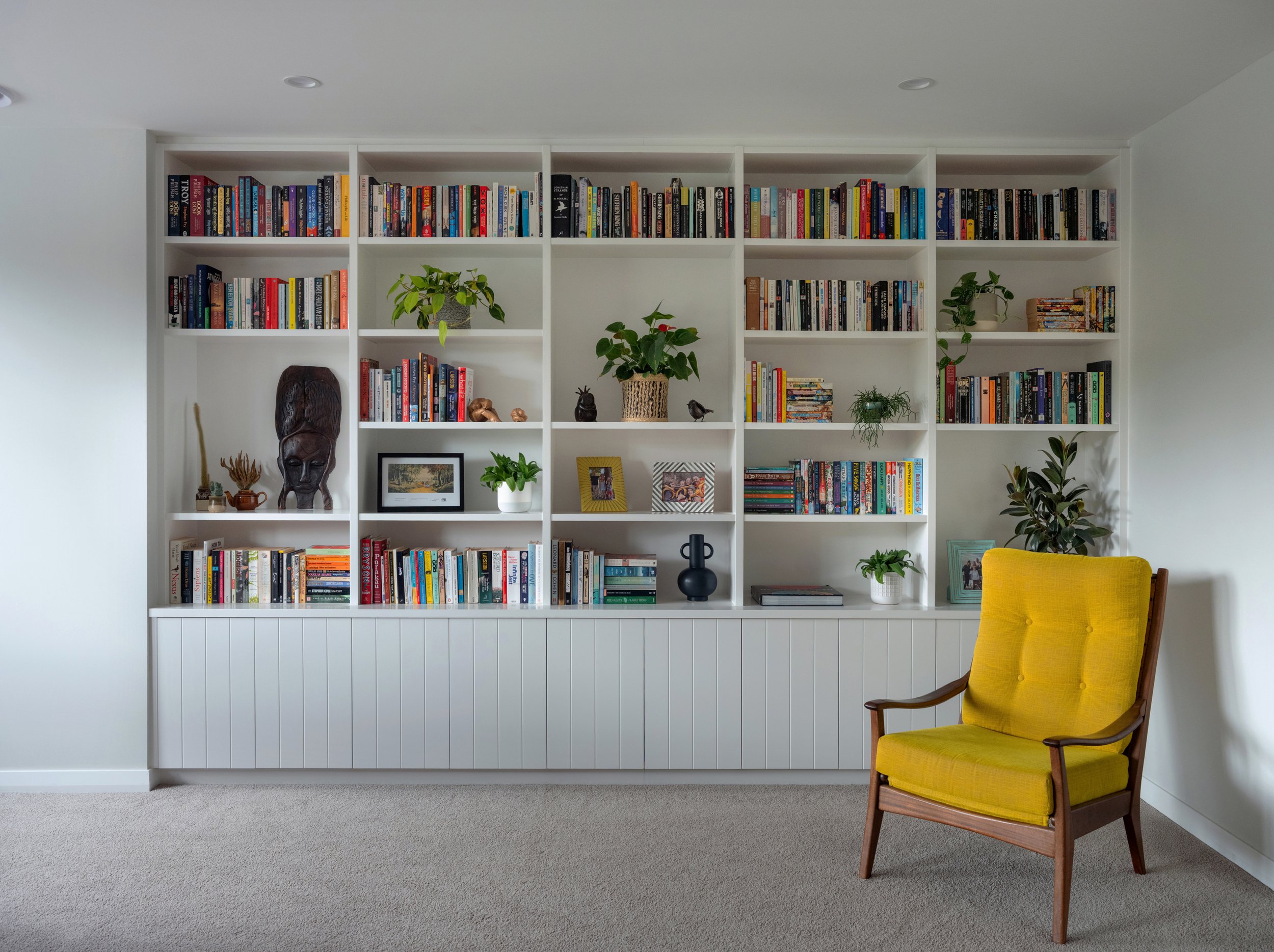 Havelock North Feature Wall: V-Groove Cabinetry and Display Shelving